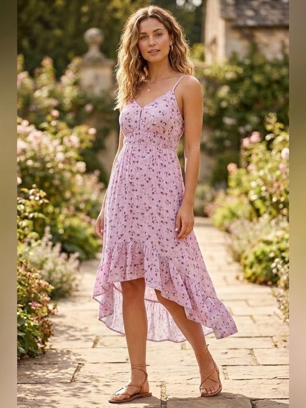 Rue 21 Spaghetti Strap Floral Hi Lo High Low Y2K Sundress Sun Dress